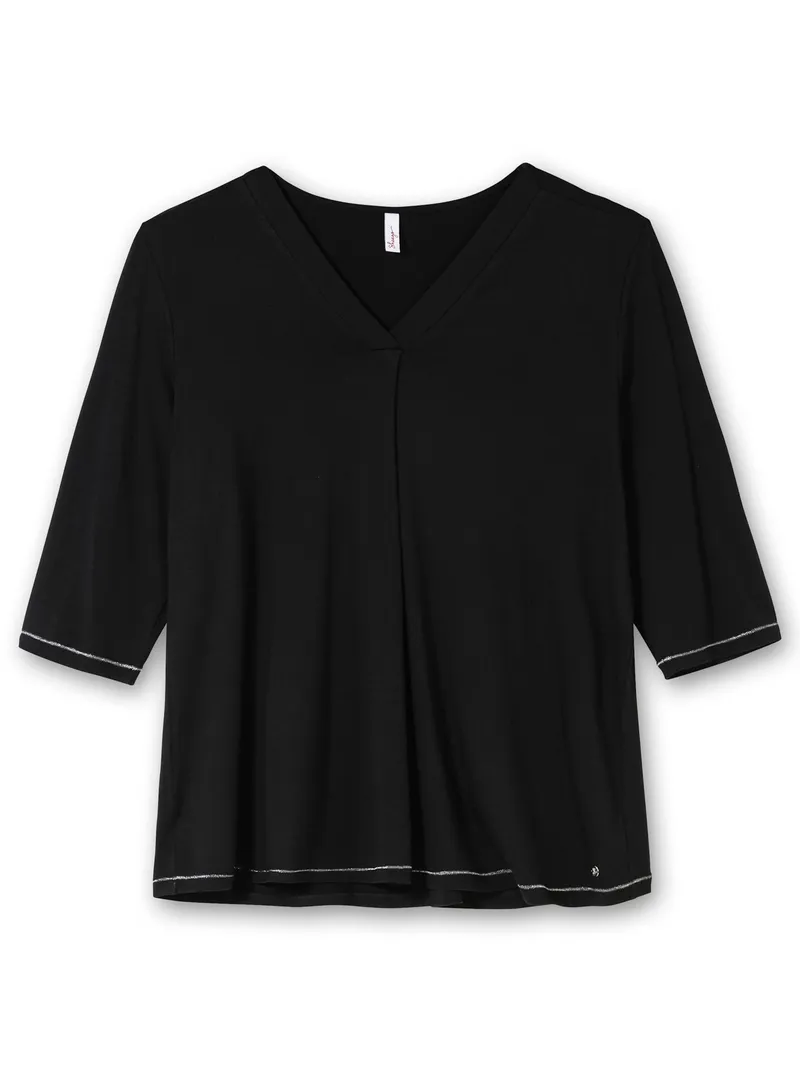 sheego 3/4-Arm-Shirt schwarz, Schwarz, – Produktbild 1 von 2