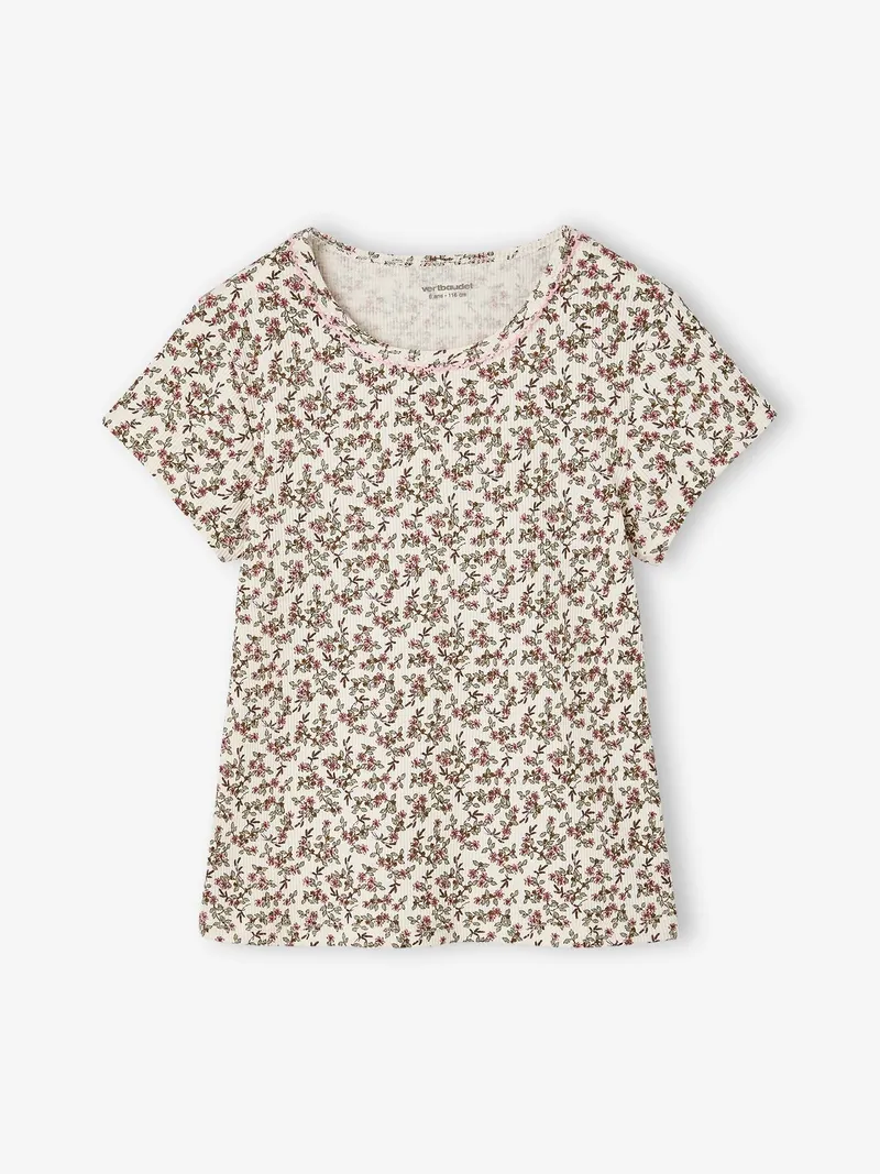 Vertbaudet 3er-Pack T-Shirts mit Picotkante aus Rippjersey Mädchen, Beige, – Produktbild 4 von 4