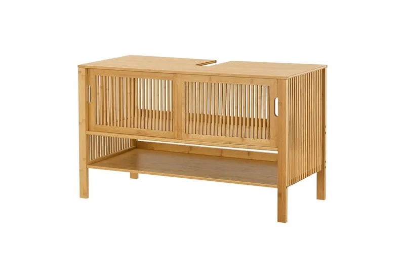 en.casa Waschbeckenunterschrank »Hvaler« Unterschrank 60x100x45cm Bambus, Beige, – Produktbild 1 von 4