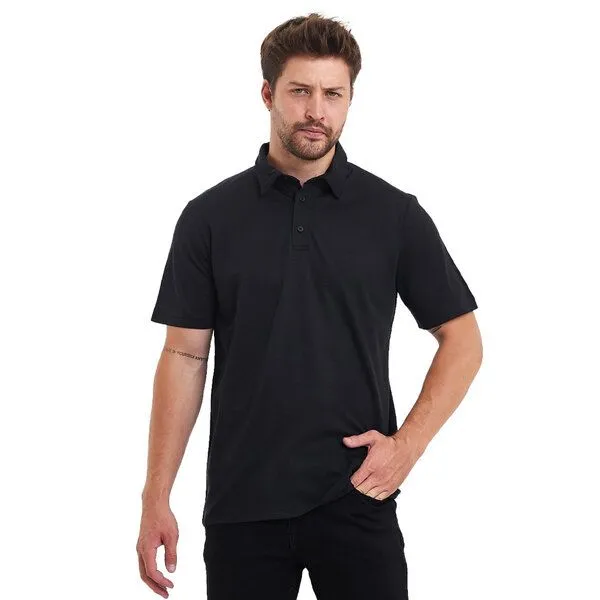 Woolona Woolona Merino Casual Herren Polo-Shirt - 100% Merinowolle, Schwarz, – Produktbild 1 von 3