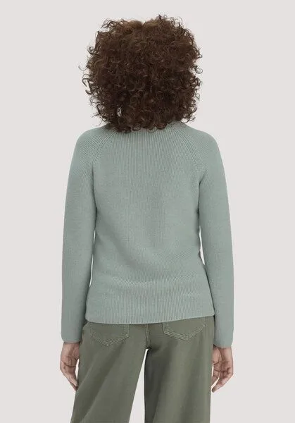 hessnatur hessnatur Strick Pullover Regular aus reiner Bio-Baumwolle, Mattgrün, – Produktbild 2 von 4
