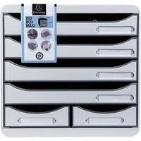 Exacompta Exacompta Schubladenbox Big Box Maxi "Office", DIN A4+, 6 Schubladen offen, lichtgrau – Produktbild 1 von 1