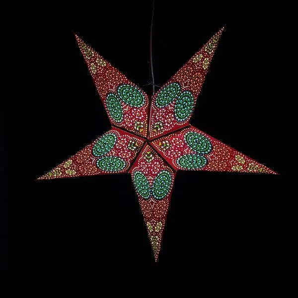 MoreThanHip MoreThanHip Moravian Vielzackiger weißer Weihnachtsstern aus Papier & Beleuchtungskabel - Jaipur – Produktbild 6 von 8