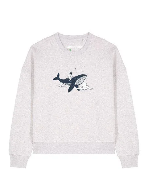 watapparel watapparel Sweatshirt Frauen Spacewhale, Cool heather grey, – Produktbild 1 von 2