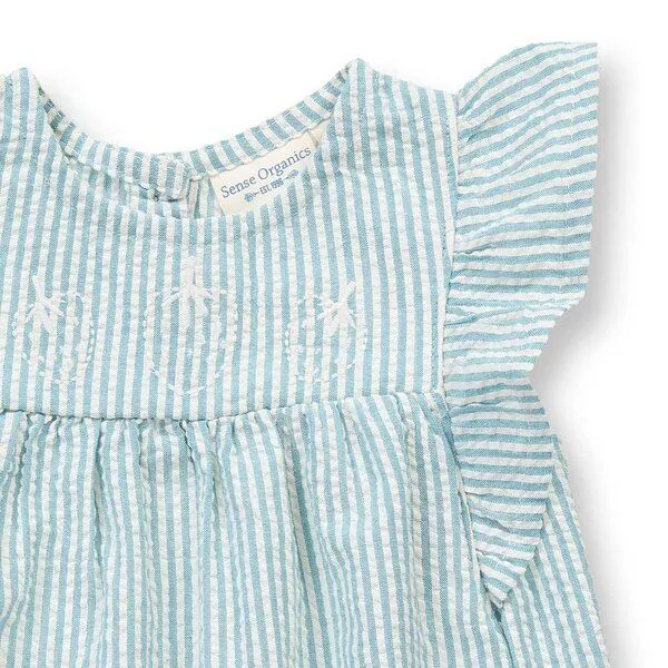 Sense Organics Sense Organics Mädchenkleid blau-weiß geringelt, Modell FRANJA, Blue, – Produktbild 2 von 2