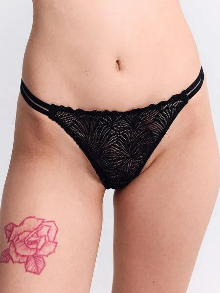 erlich textil erlich textil Fluid Lace String mit Spitze aus recyceltem Polyamid, Schwarz, – Produktbild 2 von 5