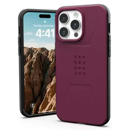 Urban Armor Gear MagSafe-Hülle für Apple iPhone 15 Pro, Urban Armor Gear, Civilian, Weinrot – Produktbild 1 von 1