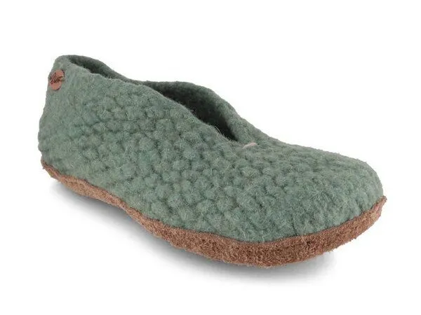 WoolFit WoolFit Handgewebte bunte Hausschuhe "Woolies" aus Wolle für Damen, Grün, – Produktbild 2 von 4