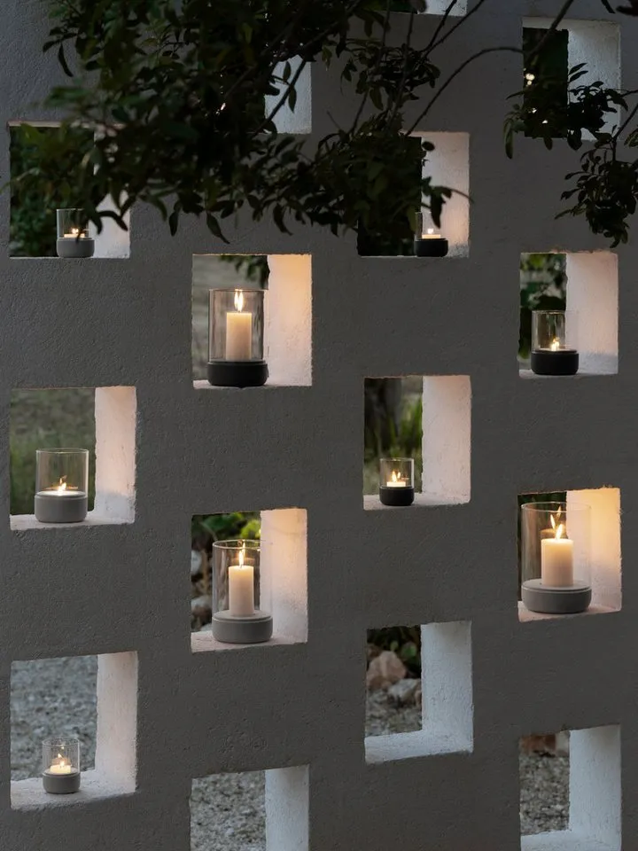 blomus Windlicht -CALMA- Glas Kerzenhalter, Stimmungslicht: modernes Deko-Design (1 St. ), Exklusive Betonoptik, Handgefertigt, Verschiedene Größen & Farben, Grau, – Produktbild 5 von 8