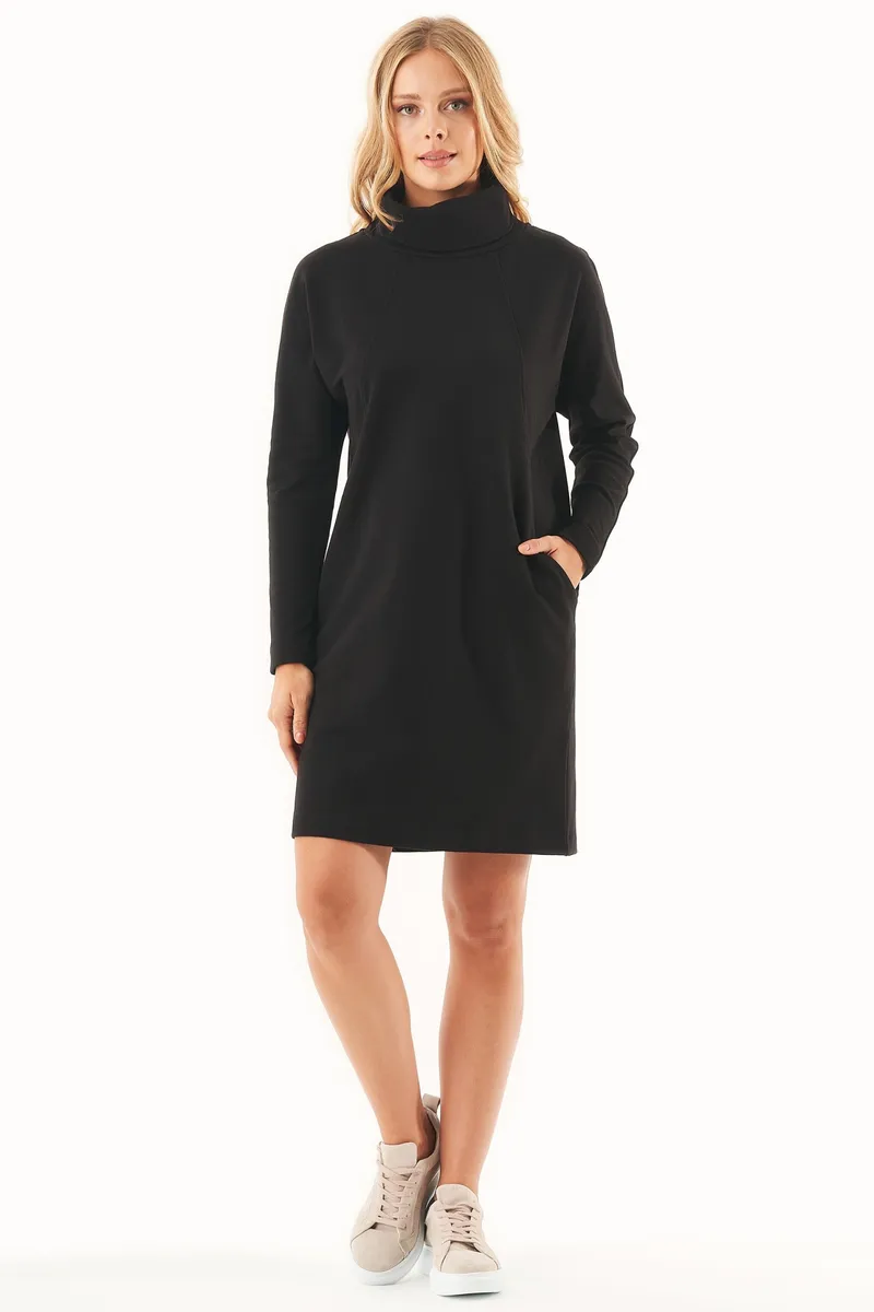 ORGANICATION ORGANICATION Damen vegan Pulloverkleid Bio-Baumwolle Schwarz, Schwarz, – Produktbild 2 von 2