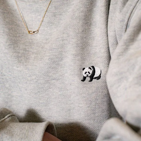 Natural Vibes Natural Vibes Sweater Panda | 100% Bio Baumwolle | GOTS-zertifiziert | Graues Sweatshirt | Damen – Produktbild 4 von 4