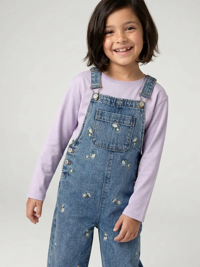 Vertbaudet Shirt mit kleiner Herz-Stickerei Mädchen, Malve, – Produktbild 1 von 4