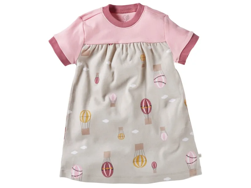 HANS NATUR Kinder Kleid Kurzarm Bio-Baumwolle Ballon rosa Gr.122/128, Rosa, – Produktbild 1 von 2