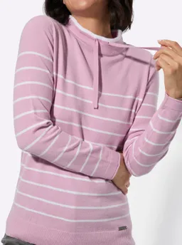 Witt Stehkragenpullover rosé-ecru-geringelt – Produktbild 1 von 1
