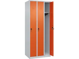 C+P C+P Spind Classic PLUS, 3 Abteile, 1850x750x500mm, Lichtgrau/Reinorange – Produktbild 1 von 1