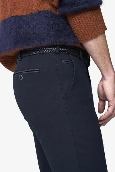 Meyer MEYER Chino im Canvas-Look, Blau (navy), – Produktbild 3 von 4
