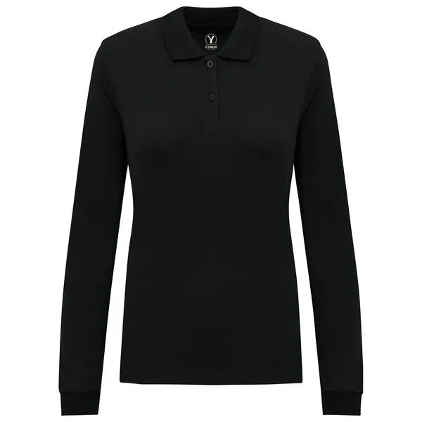 YTWOO YTWOO Damen Piqué-Polo Langarm, Schwarz, – Produktbild 1 von 4