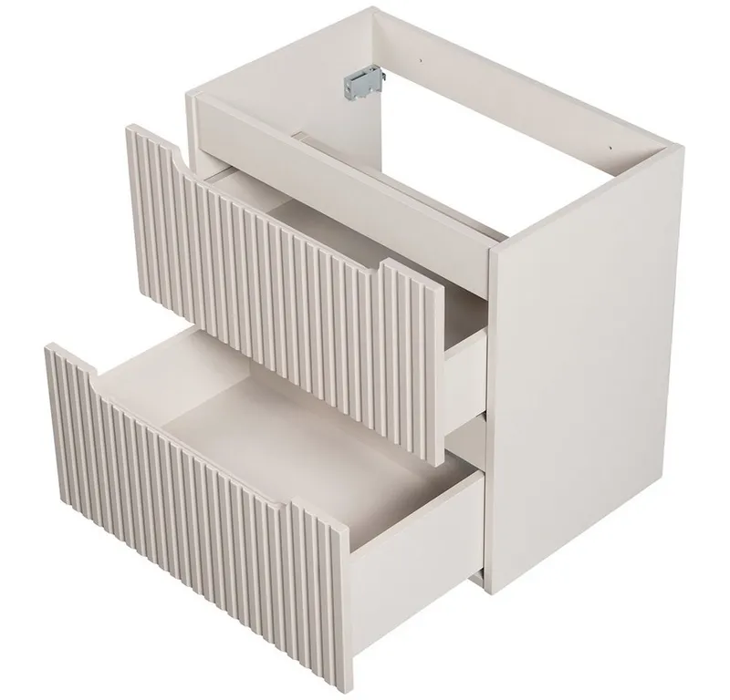 Lomadox Unterschrank NEWPORT-56-CASHMERE Waschtischunterschrank, kaschmir mit gerillter Front, ca. 60/57/39cm, Beige|weiß, – Produktbild 4 von 5