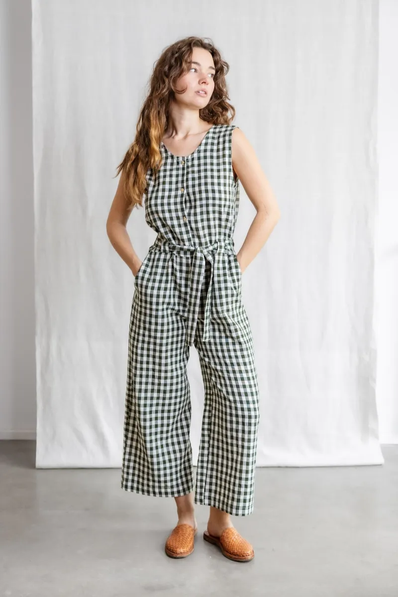 Jyoti - Fair Works Jyoti - Fair Works Damen vegan Jumpsuit Daksha Karo Grün Weiß, Weiß, – Produktbild 2 von 2
