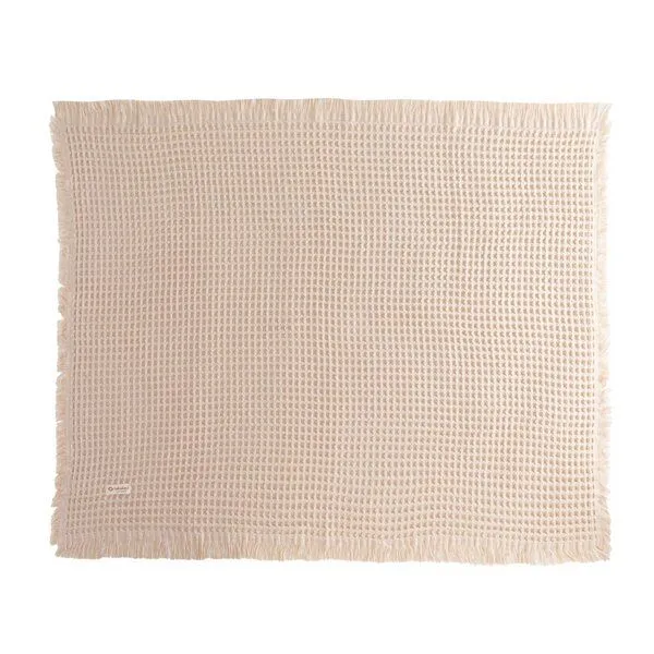 Bebekevi Bebekevi Babydecke Waffel-Musselin 85 × 105 cm | 100 % Baumwolle | 2-lagig | mit Fransen, Naturweiß, – Produktbild 2 von 4