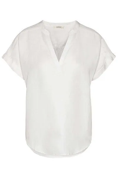 Wunderwerk Wunderwerk Damen Bluse kurzärmelig aus Leinen und TENCEL "Henley Blouse 1/2", Weiß, – Produktbild 2 von 4