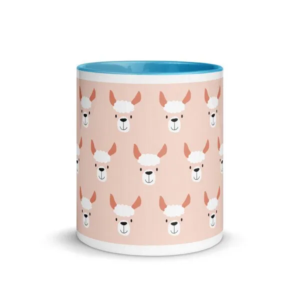 PepMelon PepMelon Lama Tasse mit Farbe innen, Be Llamazing, lustige Lama Weihnachtstasse, Hellblau, – Produktbild 1 von 4