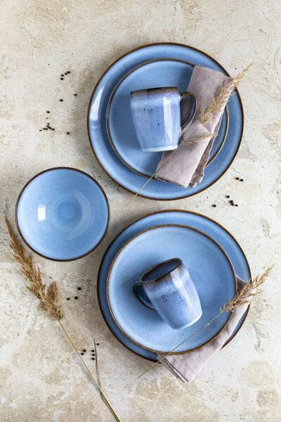 Mäser Mäser Frühstücksset 12-tlg. "Smoky's" Steinzeug, Blau, – Produktbild 3 von 5