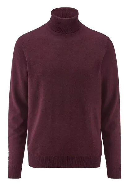 hessnatur hessnatur Rollkragenpullover Regular aus reiner Bio-Merinowolle, Bordeauxrot, – Produktbild 3 von 4