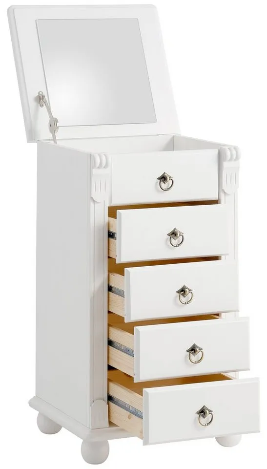 OTTO home Schubkastenkommode Tessin, Schminkkommode mit Spiegel, aus massiver Kiefer, FSC®-zertifiziert, Weiß, – Produktbild 4 von 5