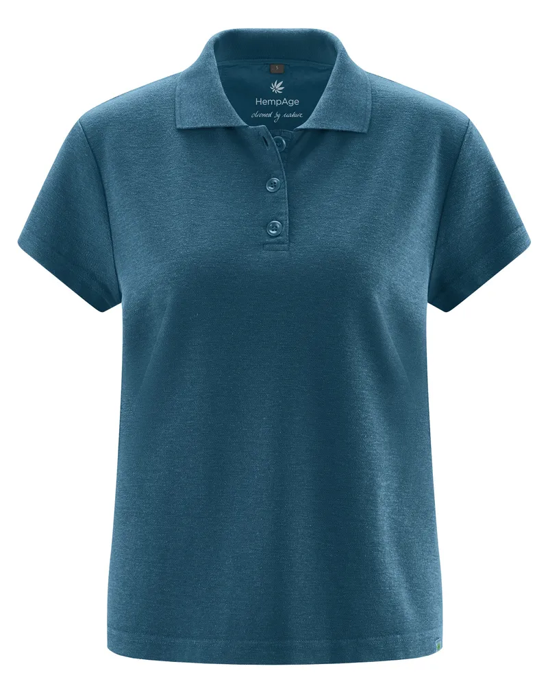 HempAge Hempage Damen vegan Polohemd Reef Blaugrün, Blau, – Produktbild 1 von 2