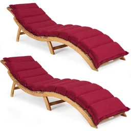 Casaria® Casaria® Faltbare Gartenliege 2er-Set Akazie FSC®-zertifiziert inkl Auflage Rot – Produktbild 1 von 1
