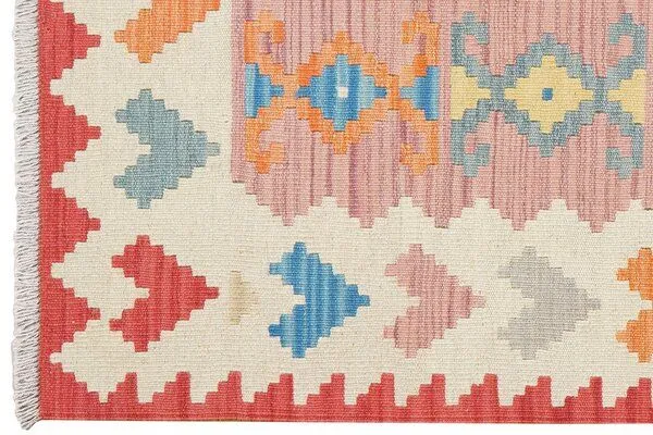 Rugtales Kelim Gashgai Rosa „Rugtales“ aus Schurwolle, 101x146 cm, Rosa, – Produktbild 4 von 4
