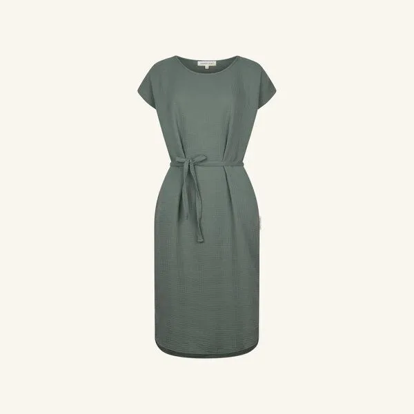NORDLICHT NORDLICHT Damen Musselin Kleid aus 100% Bio-Baumwolle ELIN, Grün, – Produktbild 2 von 4