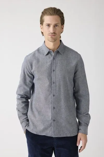 KnowledgeCotton Apparel KnowledgeCotton Apparel Heavy Twill Flannel Hemd Regular Fit aus Bio-Baumwolle, Blau (night-sky), – Produktbild 2 von 4