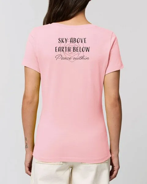 Human Family Bio Damen Rundhals Statement T-Shirt "Peace Within" von Human Family, Hell-pink, – Produktbild 3 von 3