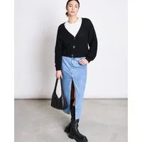 JAN N JUNE JAN N JUNE V-Ausschnitt Strickjacke LENA aus Baumwolle GOTS, Schwarz, – Produktbild 1 von 1