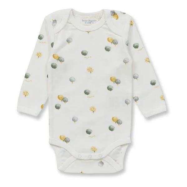 Sense Organics sense-organics Baby Body mit Baumdruck, Modell YVON, Weiß mit bäumen, – Produktbild 1 von 4
