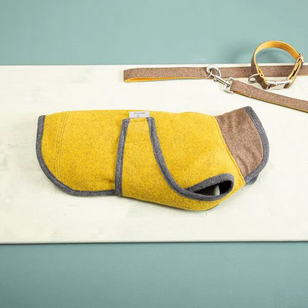 nahtur-design nahtur-design Hundemantel "Loden" | 100% Schurwolle, Curry_01 (gelb), – Produktbild 1 von 4