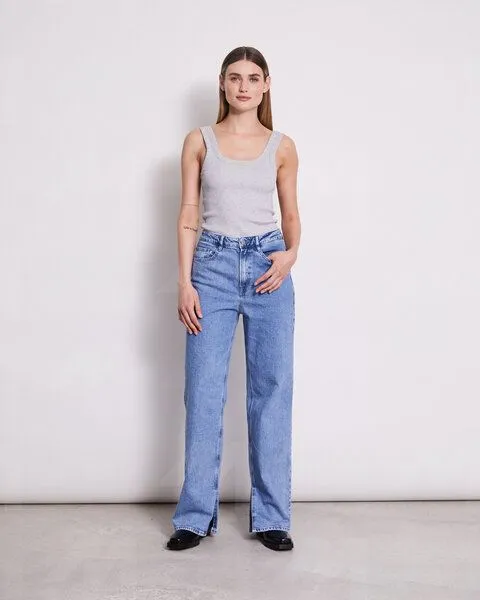 JAN N JUNE JAN N JUNE High Waist Jeans SELENE mit Schlitz, Light blue, – Produktbild 1 von 3