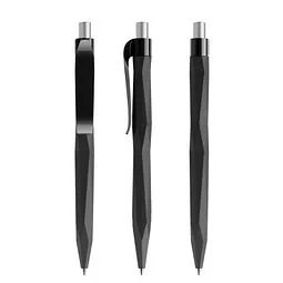 prodir prodir® Druckkugelschreiber QS20 Soft Touch PRP Push, blaue Mine, schwarz/silber satiniert – Produktbild 1 von 1