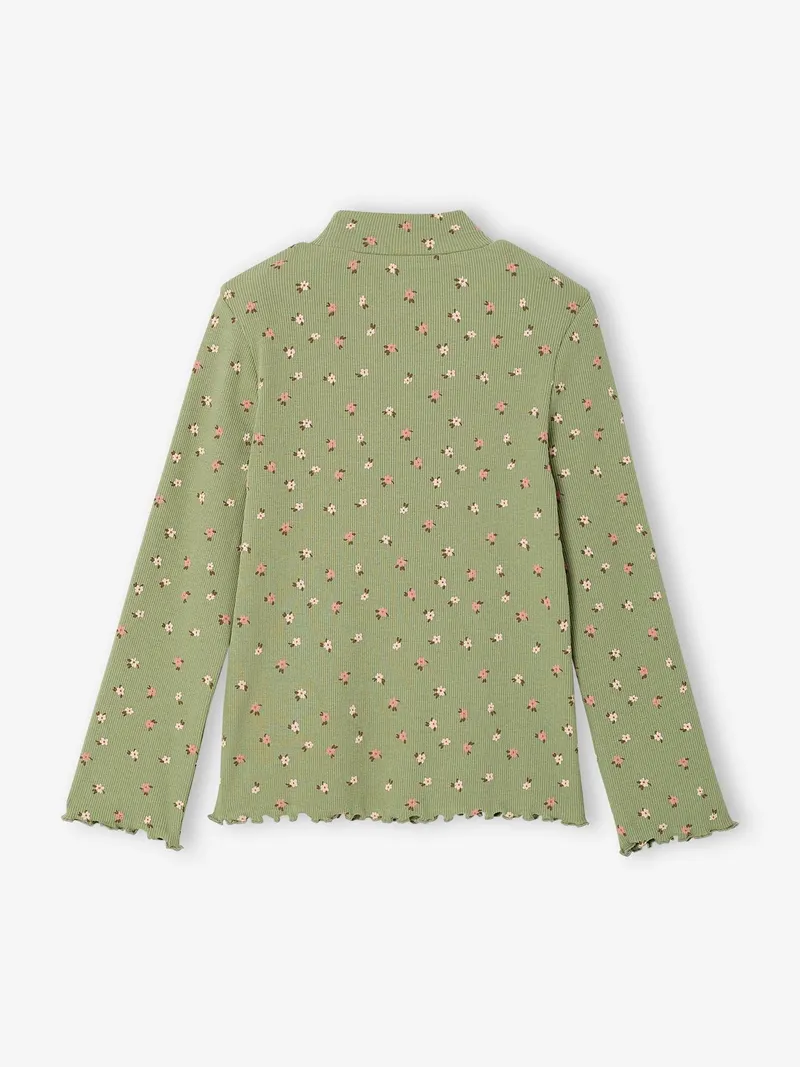 Vertbaudet Unterziehshirt Ripp mit Stehkragen Mädchen, Grün, – Produktbild 2 von 3