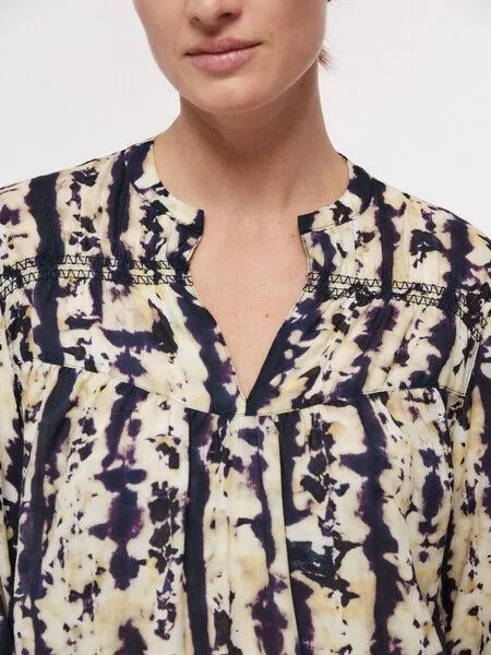 LANIUS LANIUS Damen Maxikleid aus mit Alloverprint "Batik", Farbe Vanilla – Produktbild 3 von 4
