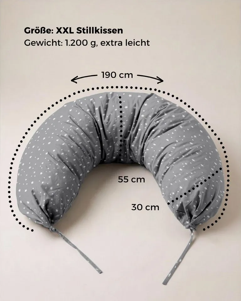 furora BABY furora BABY Stillkissen Stillkissen XXL lang: Seitenschläferkissen & Schwangerschaftskissen, Grau, – Produktbild 5 von 5