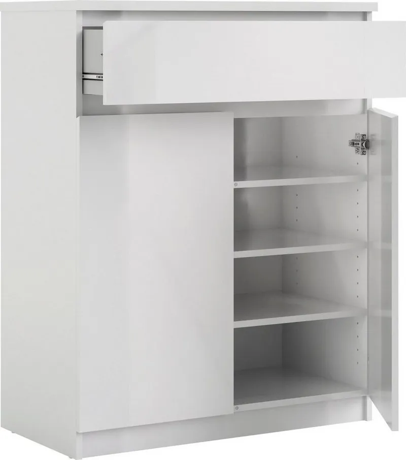 Home affaire Kommode Naia, abgerundete Schubladenkanten auf Metallgleiter, Breite 80,2 cm, Weiß, – Produktbild 4 von 5