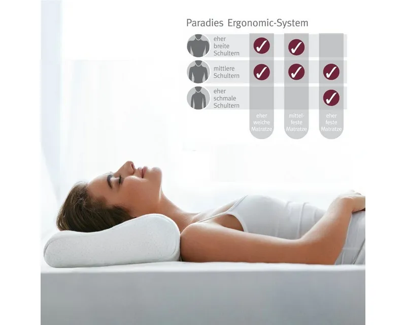 Paradies Paradies Nackenstützkissen Paradies Paratex Ergonomic Nackenstützkissen Nackenkissen, Seitenschläfer, Rückenschläfer, IGR- Zertifiziert, Deutsche Herstellung, Weiß, – Produktbild 3 von 4