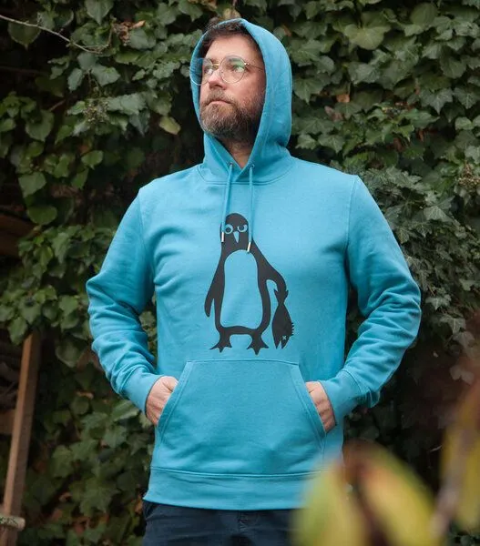 päfjes päfjes Pinguin Paul - Fair Wear Bio Unisex Hoodie / Kapuzenpulli - LightAzur – Produktbild 3 von 4