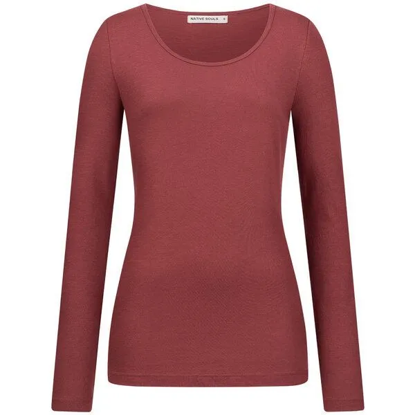 NATIVE SOULS NATIVE SOULS Slub Longsleeve Basic Damen, Wine red, – Produktbild 1 von 1