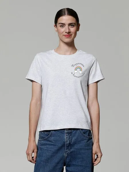 watapparel watapparel T-Shirt Frauen Happiness is homemade, Cool heather grey, – Produktbild 2 von 3