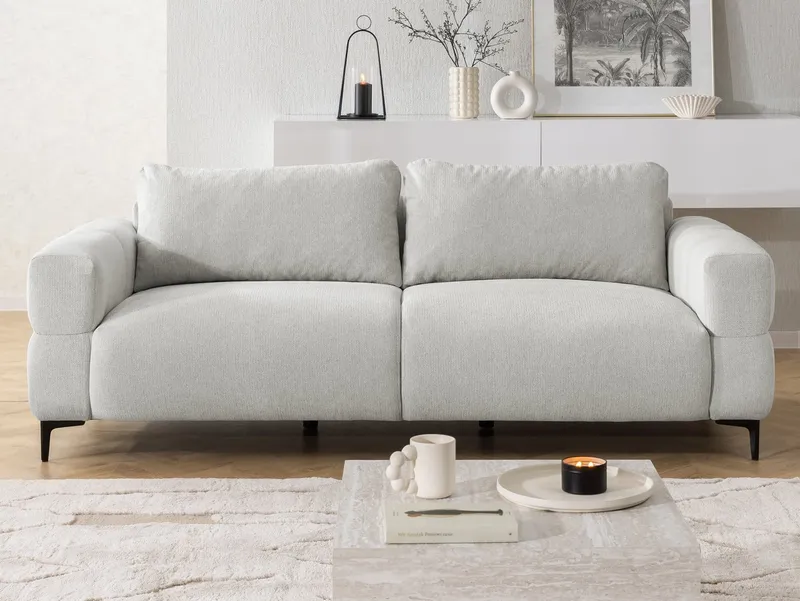 S-Style Möbel Polstergarnitur 3+2 Cardea in Bubble-Optik aus weichem Strukturstoff, mit Wellenfederung und hohem Sitzkomfort, Grau, – Produktbild 5 von 5