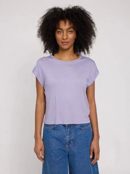 Mazine Mazine Cropped Viscose T-Shirt - aus Ecovero, Moon (weiss), – Produktbild 1 von 4